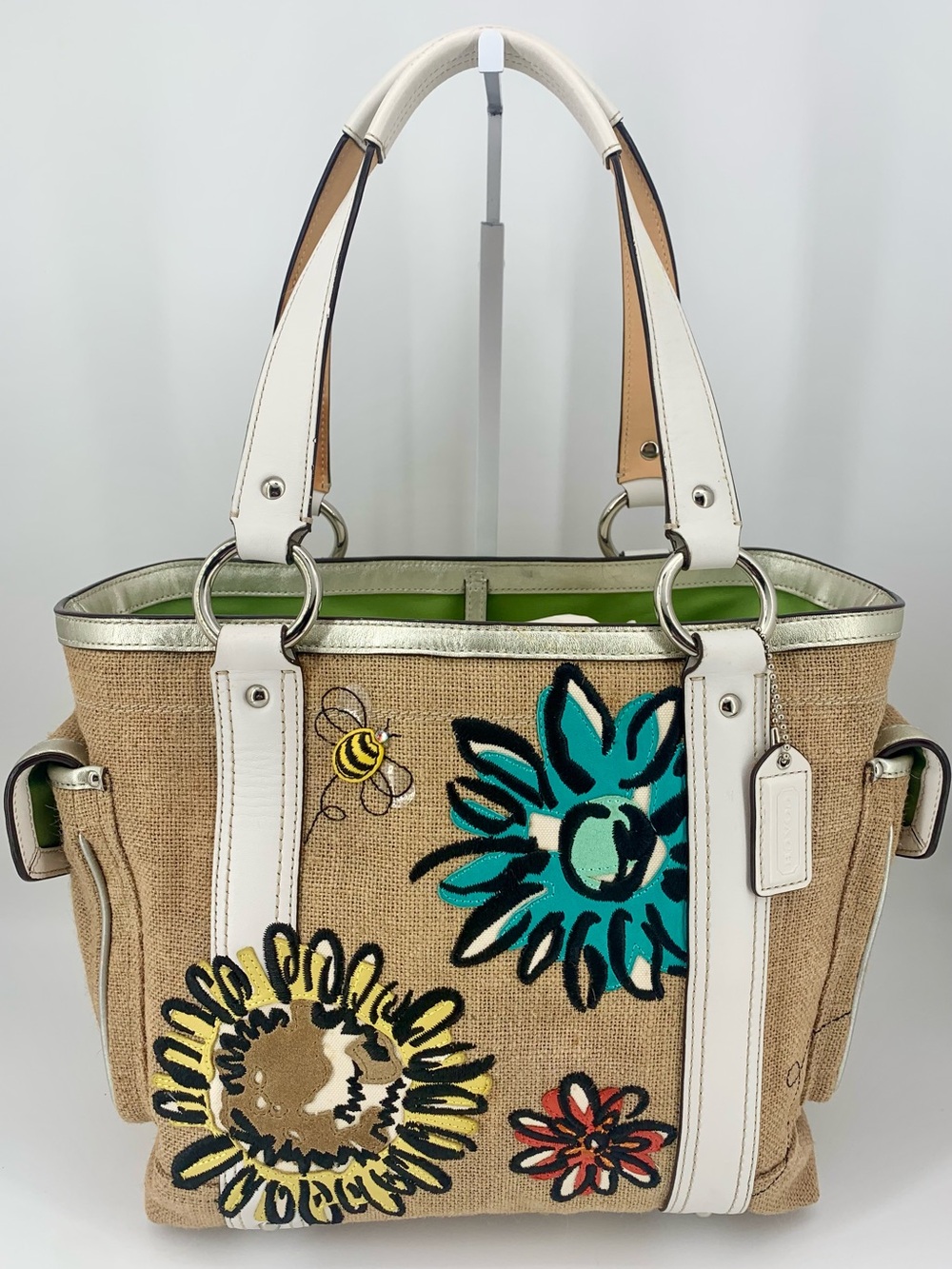 Coach Vintage Limited Edition Raffia Bumble Bee Shoulder Tote Bag - Picture 2 of 11